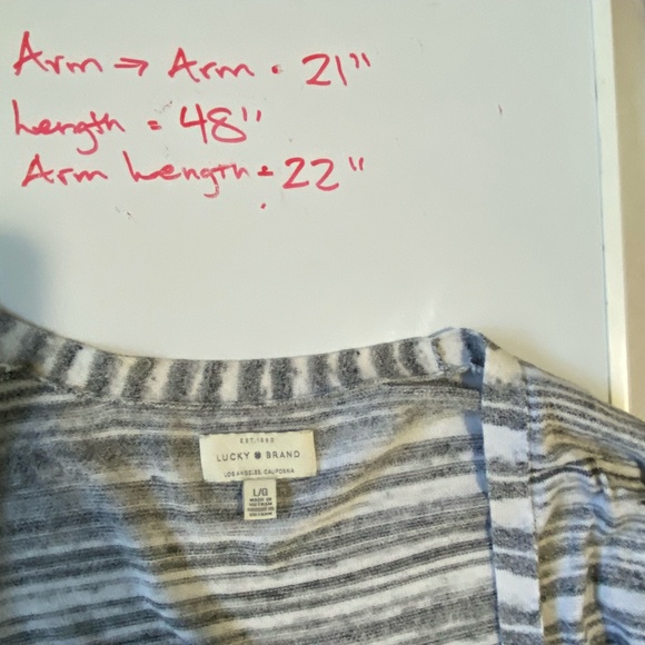 Lucky Brand Women's Gray/White Long Open Lightweight Duster Cardigan. Sz L - Picture 15 of 15